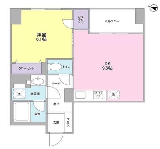 ラヴェール三越前(1LDK/5階)の間取り写真
