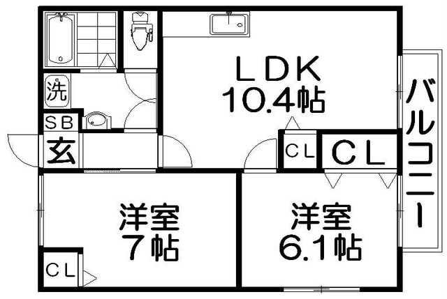 グランシャリオ(2LDK/1階)の間取り写真