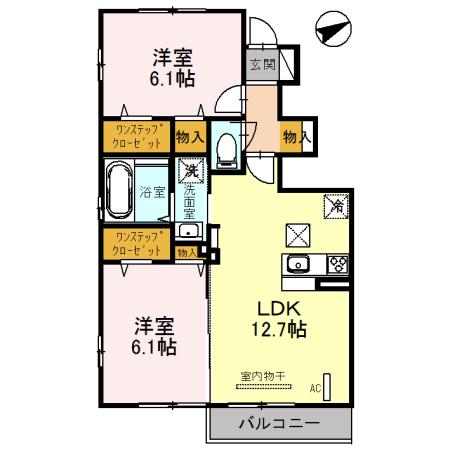 プレミール・イダⅡ(2LDK/1階)の間取り写真