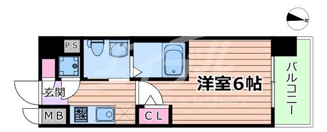 エスリード新北野(1K/4階)の間取り写真