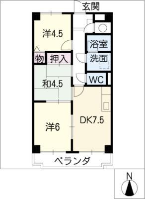 サンテラス近藤(3DK/4階)の間取り写真