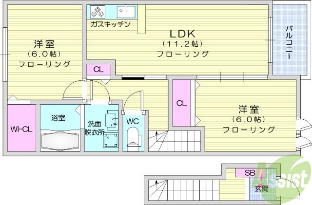 グレイス・ガーデンⅠ(2LDK/2階)の間取り写真