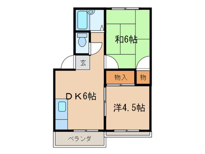 カナディアンハウスA(2DK/2階)の間取り写真