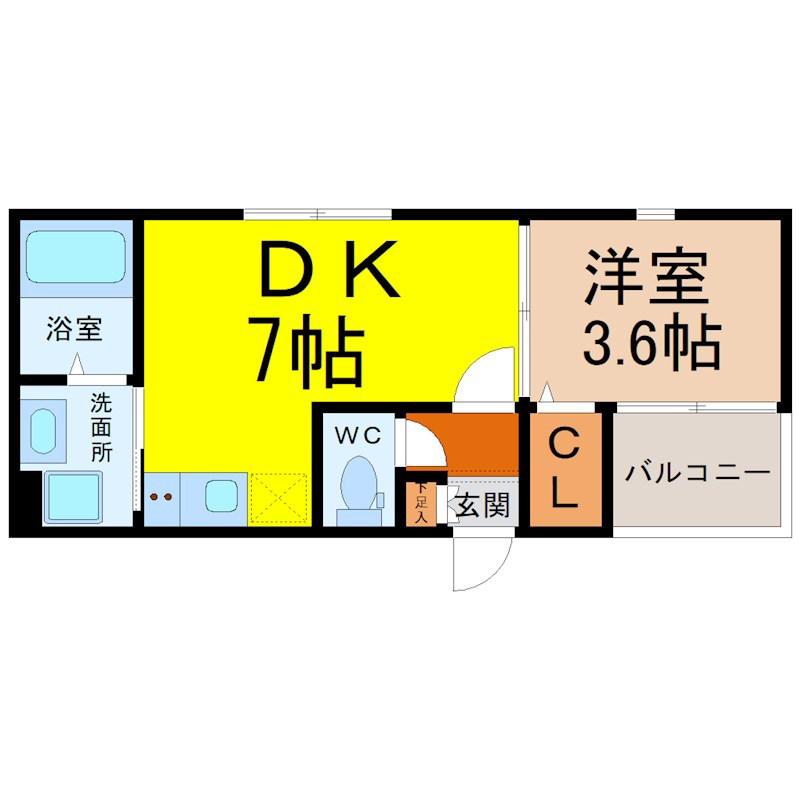 中村区大宮町三丁目Aコーポ(1DK/3階)の間取り写真
