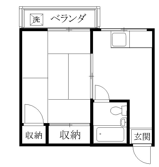 光栄荘(1DK/2階)の間取り写真