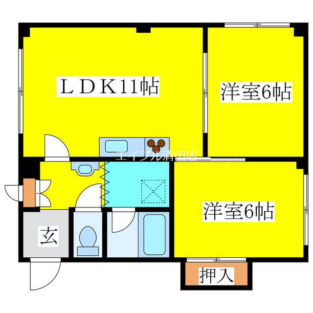 マイロード真栄(2LDK/3階)の間取り写真