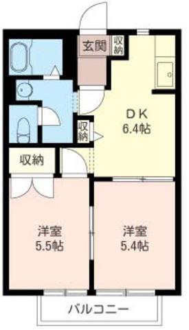 SHAMAISON グランドール(2DK/2階)の間取り写真