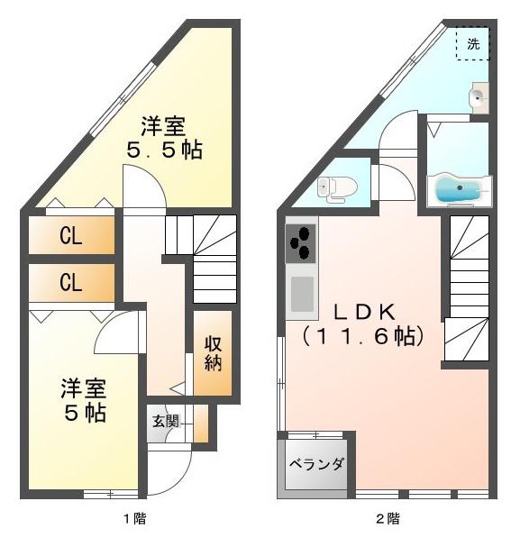 OPT7(2LDK/1階)の間取り写真