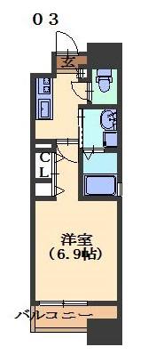 S-RESIDENCE本山(1K/3階)の間取り写真