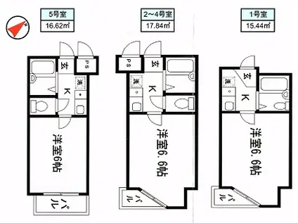 ベルシティ黒松(1K/5階)の間取り写真
