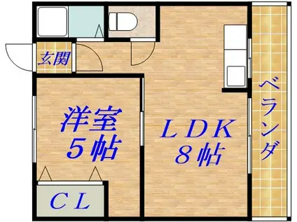 橘第二マンション(1LDK/3階)の間取り写真