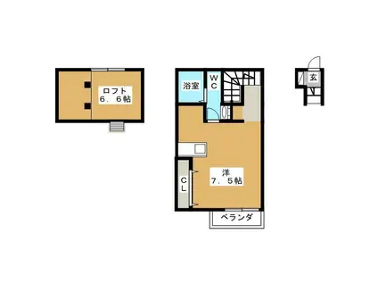 ミリアビタFK(1K/2階)の間取り写真