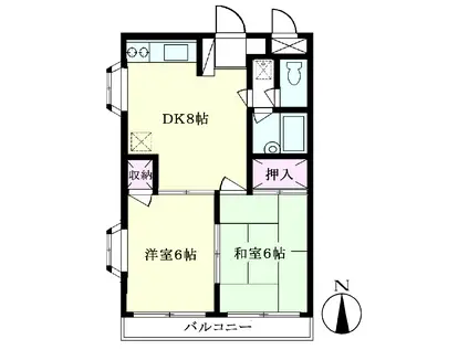 グランドハイツA棟(2DK/1階)の間取り写真