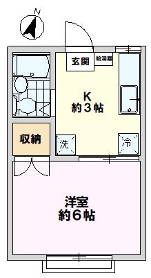 クレスト(1K/2階)の間取り写真