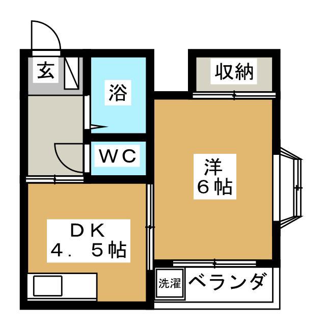 クレール五番館(1DK/3階)の間取り写真