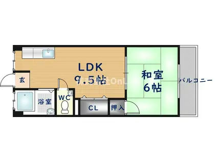 門野マンションA棟(1LDK/3階)の間取り写真