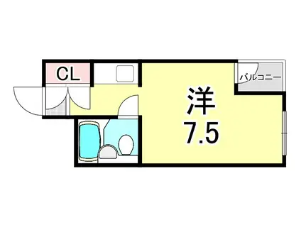 園田大松ハイツ(ワンルーム/3階)の間取り写真