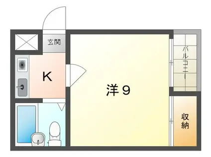 ラムール萱島(1K/4階)の間取り写真