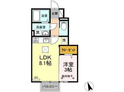 D-ROOMイシカワA(1LDK/1階)の間取り写真