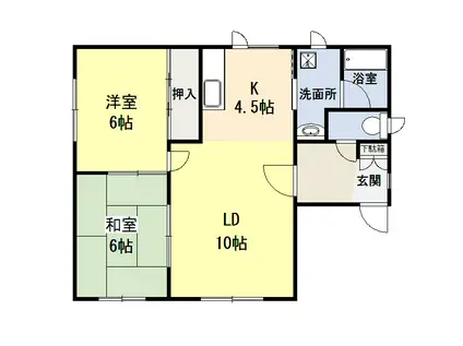 関谷ハイツ F棟(2LDK/2階)の間取り写真
