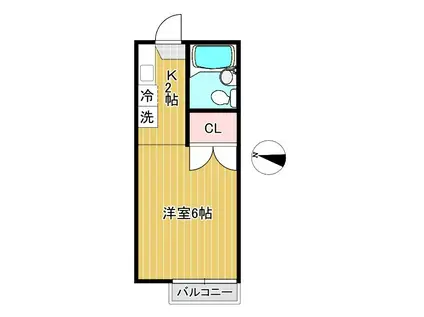 サンハイツ小柳(1K/2階)の間取り写真