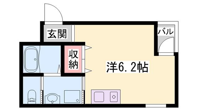 プランドール姫路(ワンルーム/3階)の間取り写真