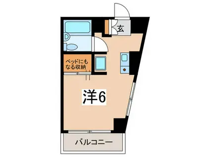 リーフビル(ワンルーム/2階)の間取り写真
