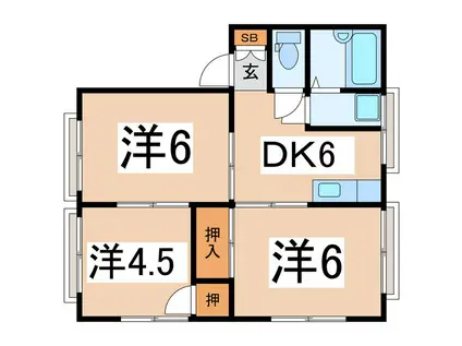 コーポ三神B(3DK/2階)の間取り写真