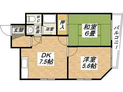 井本マンション(2DK/3階)の間取り写真