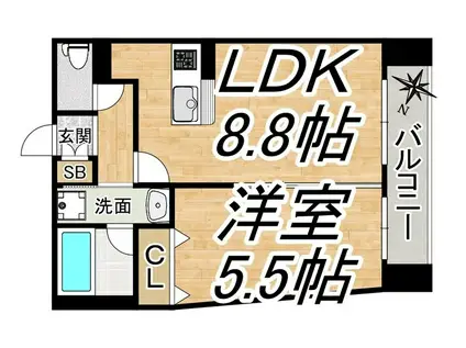 セイワパレス新梅田(1LDK/4階)の間取り写真