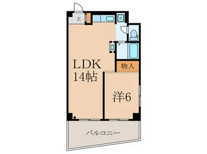大商第2マンション(1LDK/2階)の間取り写真