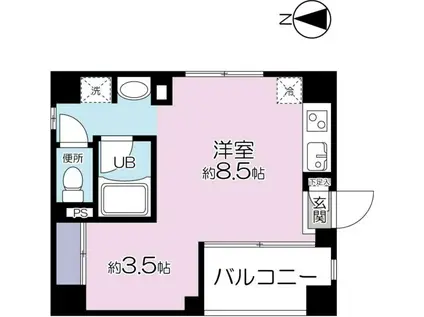三鶴屋ハウス(ワンルーム/4階)の間取り写真