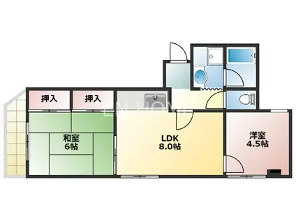 ライフイン上汐(2LDK/4階)の間取り写真