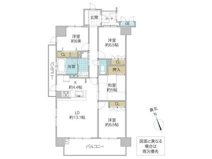 サーパス千波中央(4LDK/9階)の間取り写真