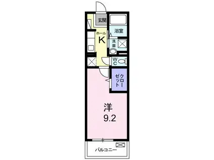 ＪＲ宇都宮線 久喜駅 徒歩8分 3階建 築9年(1K/2階)の間取り写真
