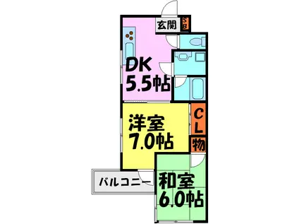 サンロード(2DK/3階)の間取り写真