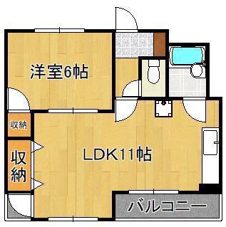 小倉林ビル(1LDK/3階)の間取り写真