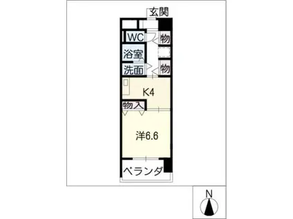 ラ ベルヴィ アン(1K/4階)の間取り写真