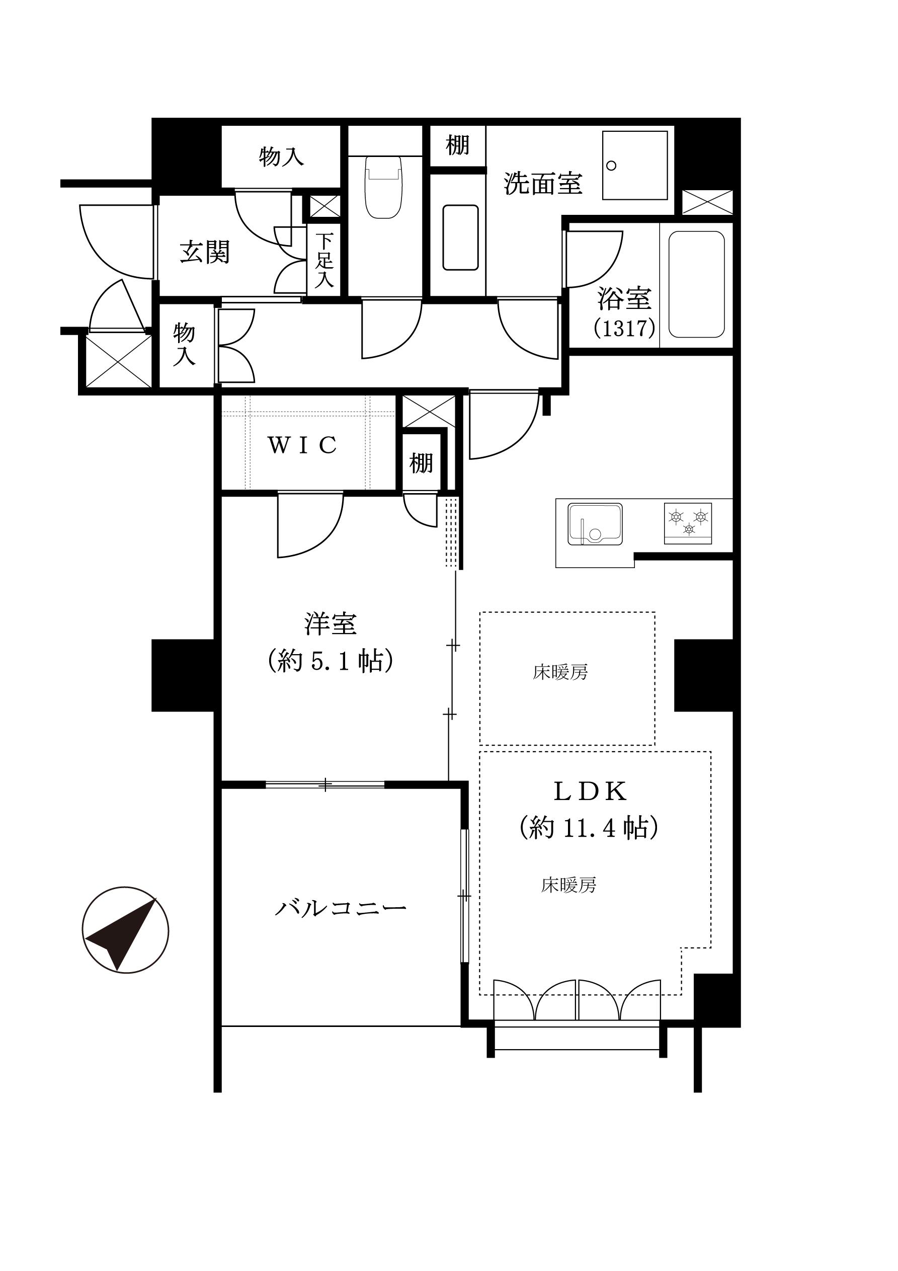 渋谷神山町レジデンス(1LDK/2階)の間取り写真