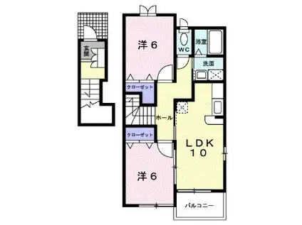 ウエストファームカタカミ(2LDK/2階)の間取り写真