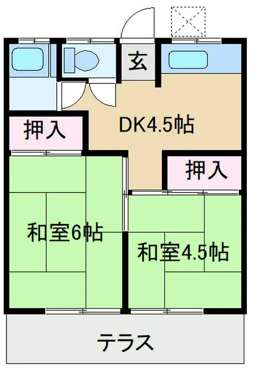 コーポ卯月 1階階 間取り