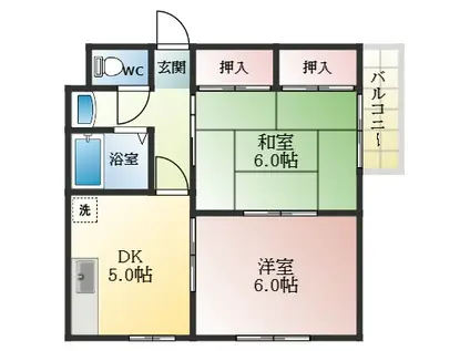 的場ハイツ(2DK/2階)の間取り写真