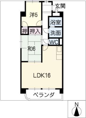 カルチェード石田(2LDK/3階)の間取り写真