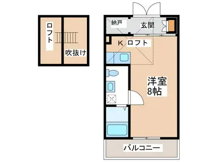 SAIN・K(ワンルーム/2階)の間取り写真