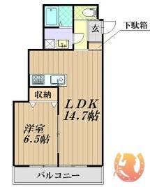GLA東人丸(1LDK/3階)の間取り写真