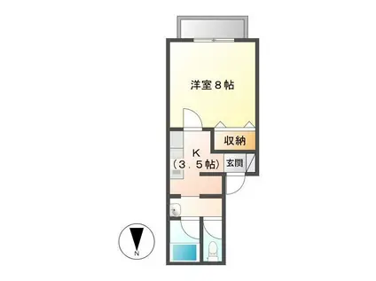 フラット山代西(1K/1階)の間取り写真