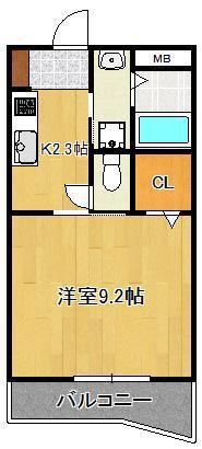 グレイス筒井(1K/2階)の間取り写真