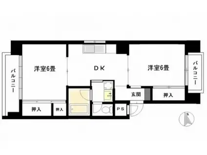 高野ビル(2DK/2階)の間取り写真