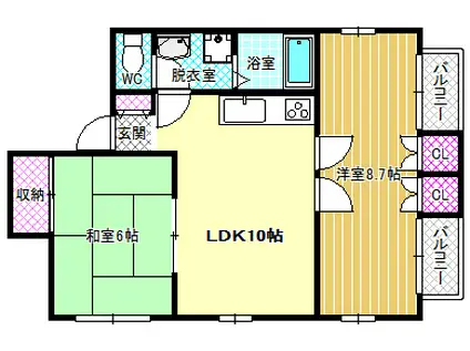 ラ・コートはびきの(2LDK/3階)の間取り写真