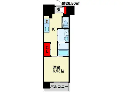 ウイングス城野駅前(1K/3階)の間取り写真